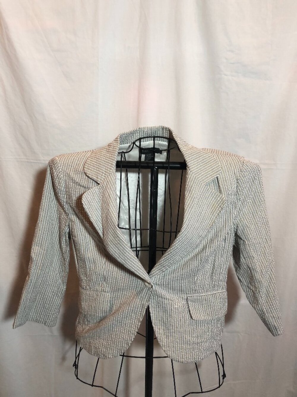 Rampage LARGE Multicolor Striped 3/4 Sleeve Blazer Jacket 19" Pit to Pit